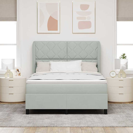 Box spring seng med hovedgærde Lysegrå 200 x 160 cm Fløjl