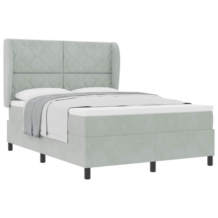 Box spring seng med hovedgærde Lysegrå 200 x 160 cm Fløjl