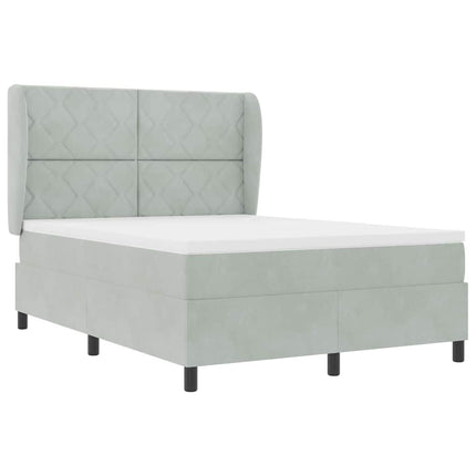 Box spring seng med hovedgærde Lysegrå 200 x 160 cm Fløjl