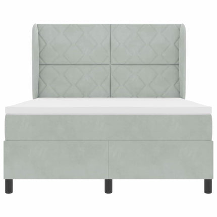 Box spring seng med hovedgærde Lysegrå 200 x 160 cm Fløjl
