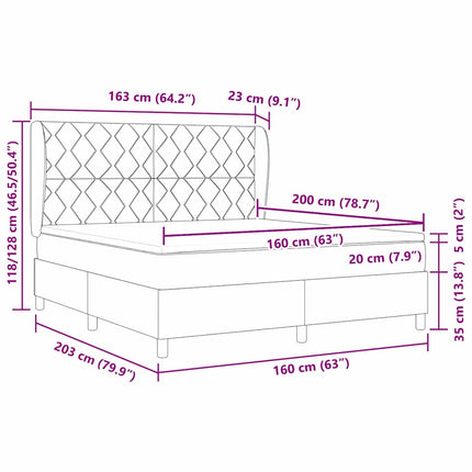 Box spring seng med hovedgærde Lysegrå 200 x 160 cm Fløjl
