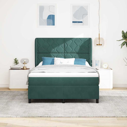 Box spring seng med hovedgærde Mørkegrøn 200 x 160 cm Fløjl