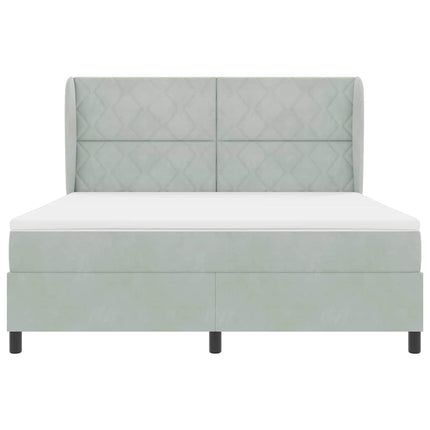 Box spring seng med hovedgærde Lysegrå 200 x 180 cm Fløjl