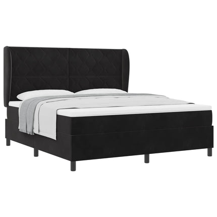 Box spring seng med hovedgærde Sort 200 x 180 cm Fløjl