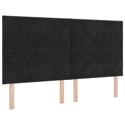 Box spring seng med hovedgærde Sort 200 x 180 cm Fløjl