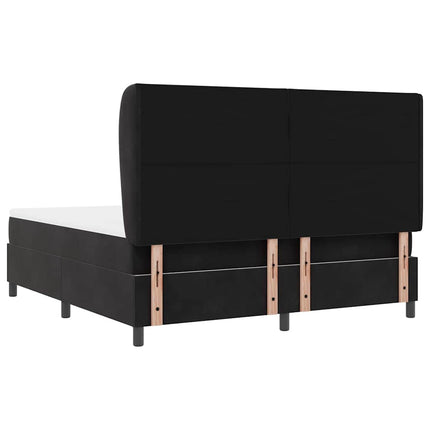 Box spring seng med hovedgærde Sort 200 x 180 cm Fløjl