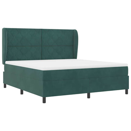 Box spring seng med hovedgærde Mørkegrøn 200 x 180 cm Fløjl