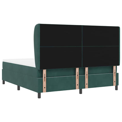 Box spring seng med hovedgærde Mørkegrøn 200 x 180 cm Fløjl
