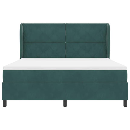 Box spring seng med hovedgærde Mørkegrøn 200 x 180 cm Fløjl