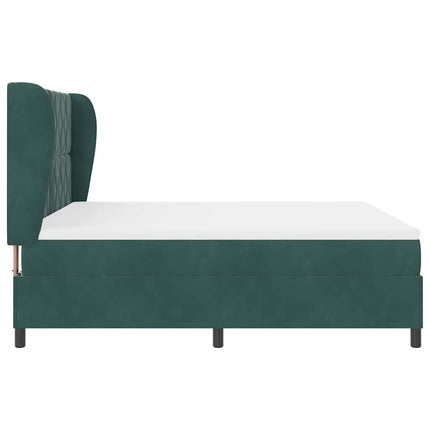 Box spring seng med hovedgærde Mørkegrøn 200 x 180 cm Fløjl