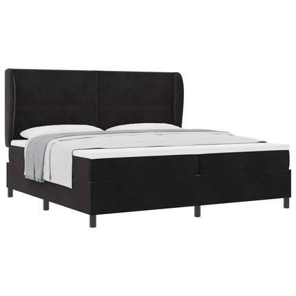Box spring seng med hovedgærde Sort 200 x 200 cm Fløjl