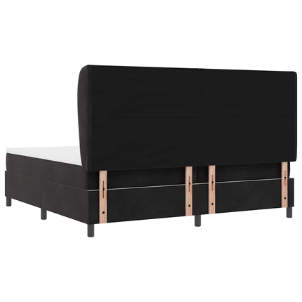 Box spring seng med hovedgærde Sort 200 x 200 cm Fløjl