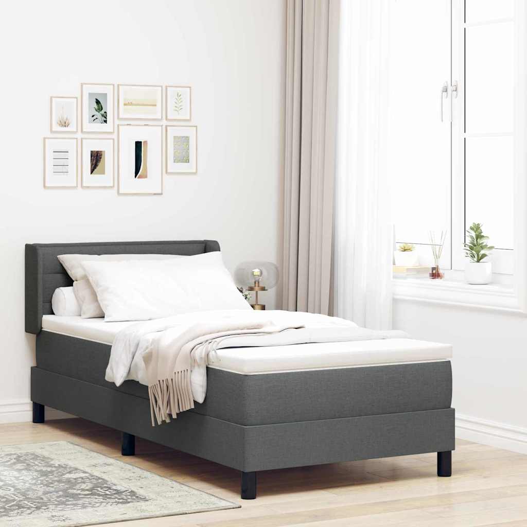 Box Spring Seng Med Hovedgærde Stof - Mørkegrå / 80 X 200 cm / Linjer design