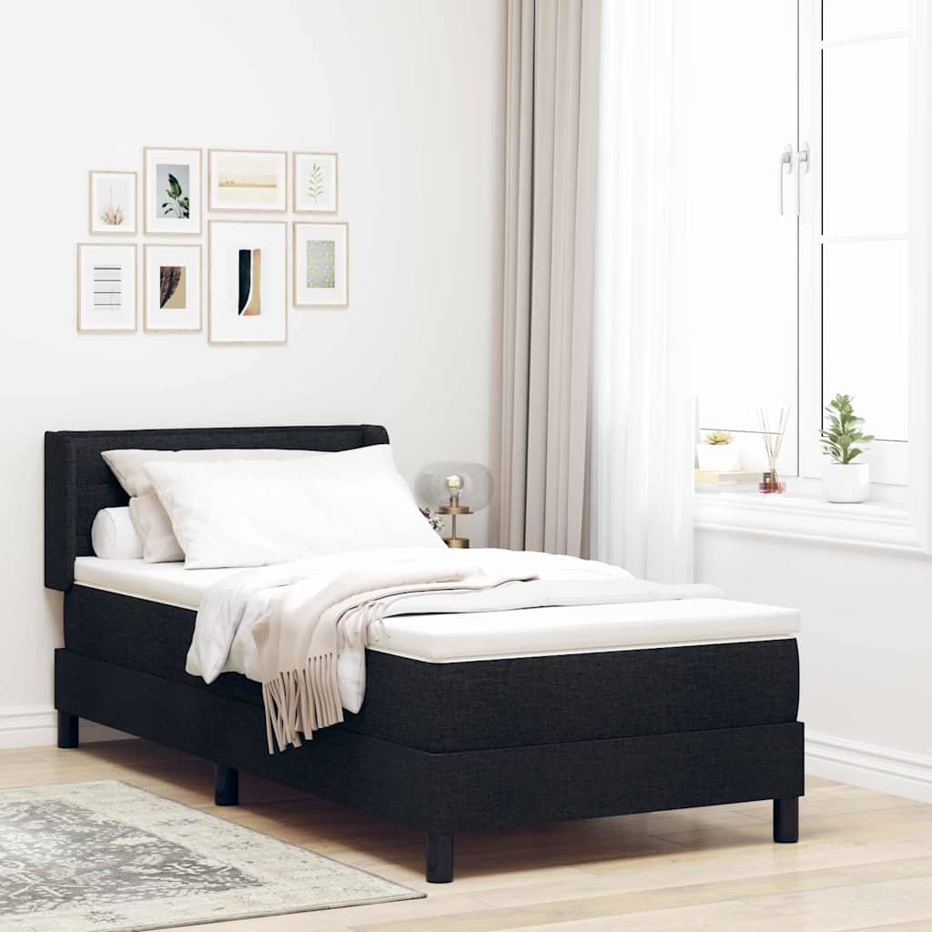 Box spring seng med hovedgrde Sort 200 x 80 cm Stof