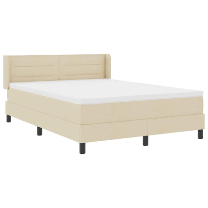 Box spring seng med hovedgærde Creme 190 x 140 cm Stof