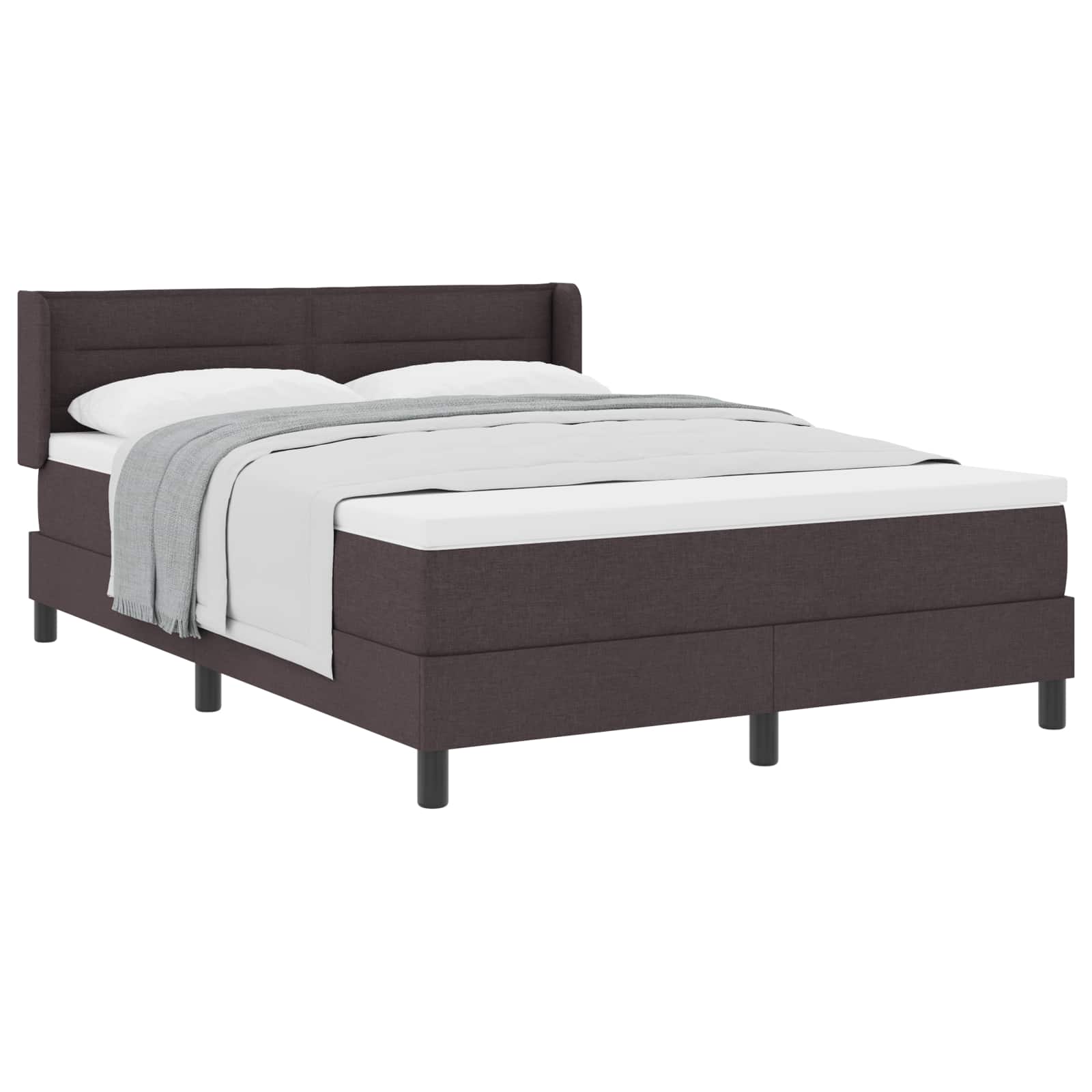 Box spring seng med hovedgrde Mrk Brun 200 x 140 cm Stof