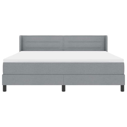 Box spring seng med hovedgærde Lysegrå 200 x 180 cm Stof