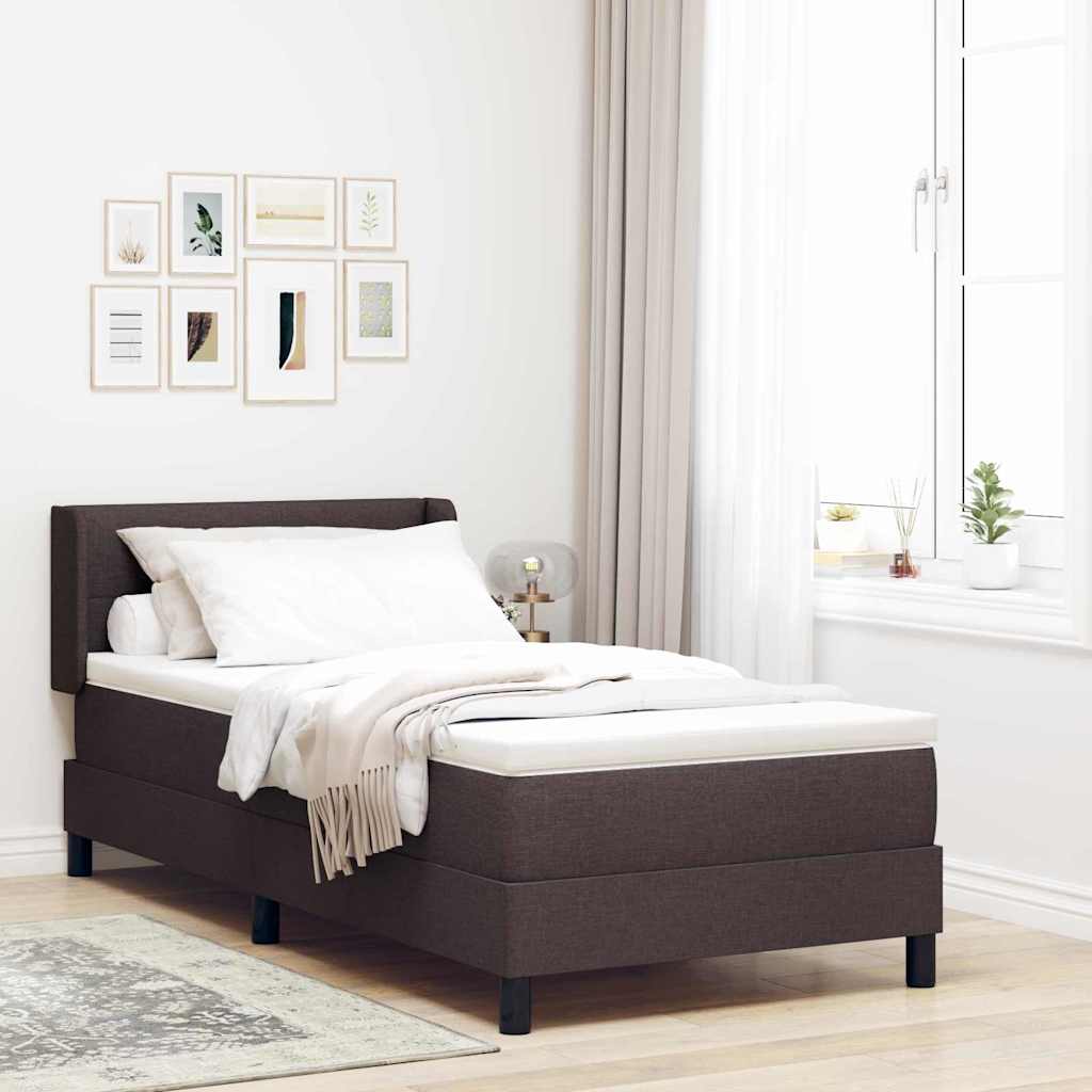 Box spring seng med hovedgrde Mrk Brun 190 x 90 cm Stof