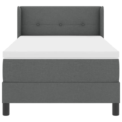 Box spring seng med hovedgærde Mørkegrå 200 x 90 cm Stof