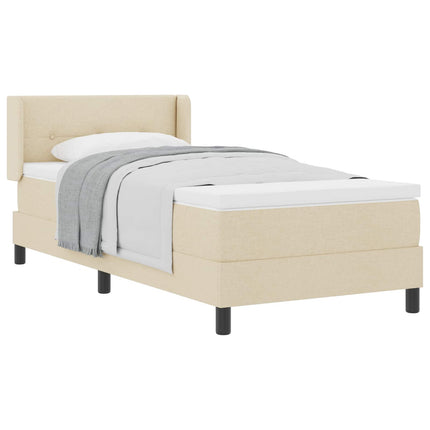 Box spring seng med pude med hovedgærde Creme 200 x 90 cm Stof
