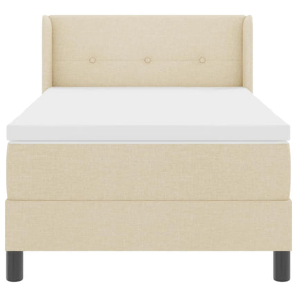 Box spring seng med pude med hovedgærde Creme 200 x 90 cm Stof