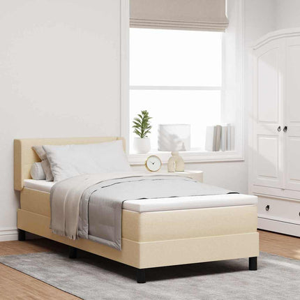 Box spring seng med hovedgærde Creme 200 x 100 cm Stof