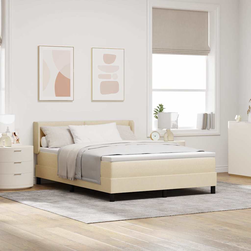 Box spring seng med hovedgrde Creme 190 x 140 cm Stof
