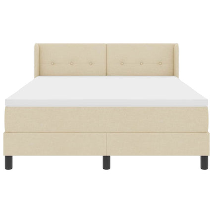 Box spring seng med hovedgærde Creme 190 x 140 cm Stof