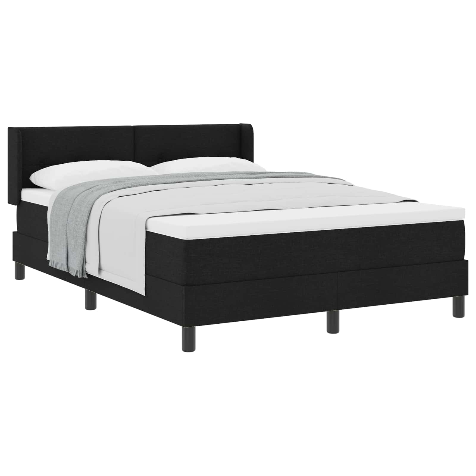 Box spring seng med hovedgrde Sort 200 x 140 cm Stof