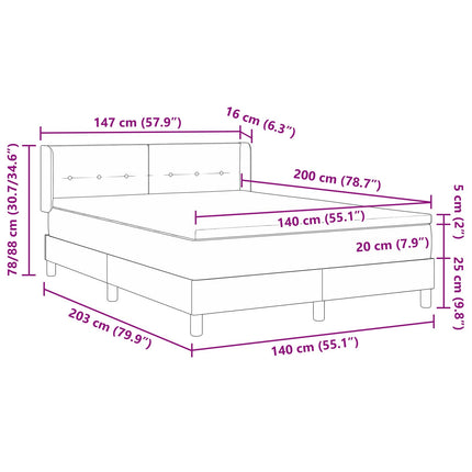 Box spring seng med hovedgærde Sort 200 x 140 cm Stof