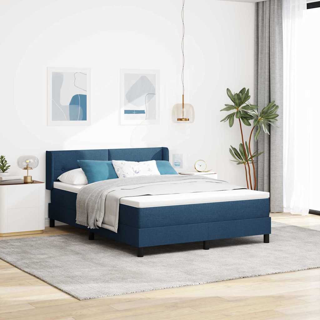 Box spring seng med hovedgrde Bl 200 x 140 cm Stof