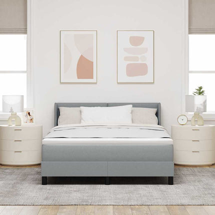 Box spring seng med hovedgærde Lysegrå 200 x 160 cm Stof