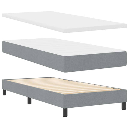 Box spring seng med hovedgærde Lysegrå 200 x 160 cm Stof