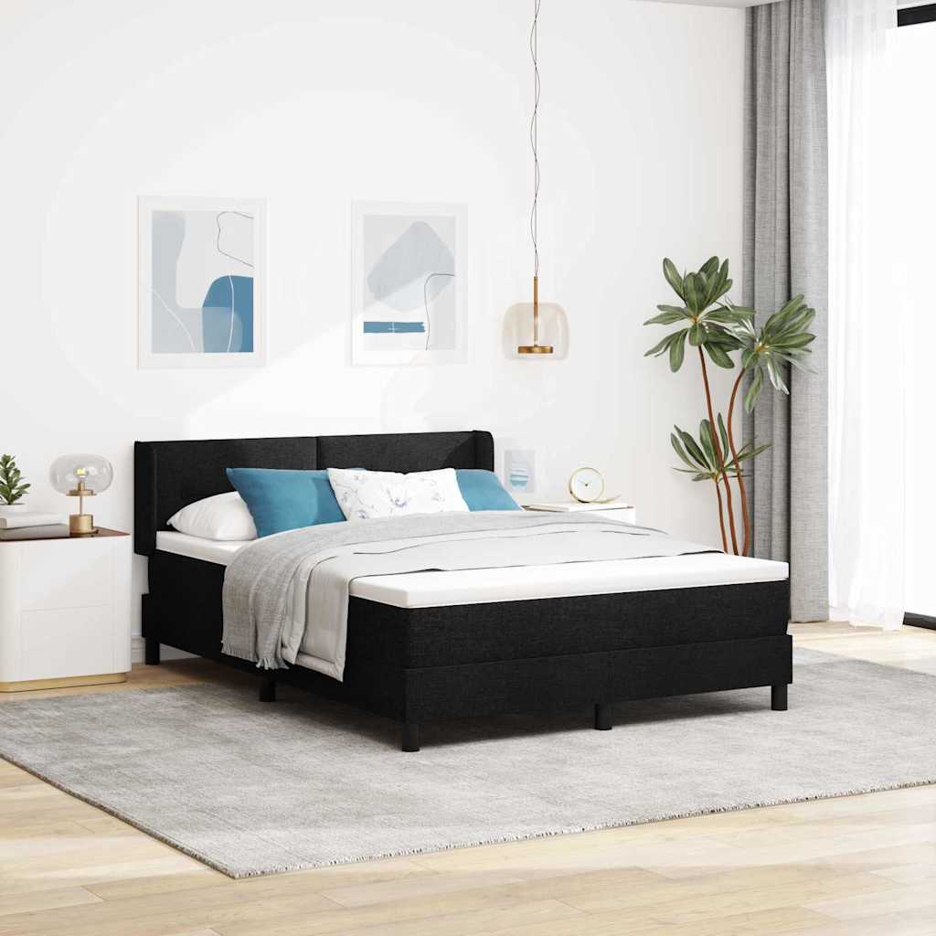 Box spring seng med hovedgærde Sort 200 x 160 cm Stof