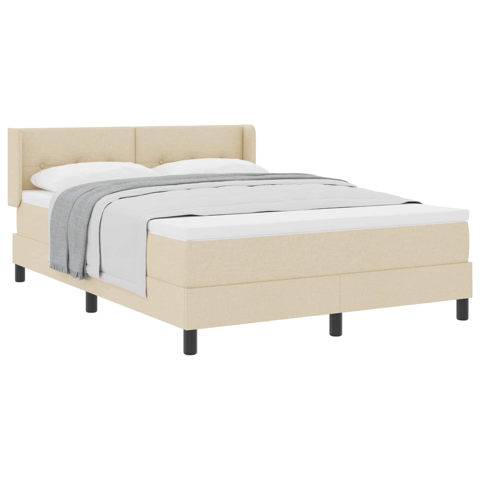 Box spring seng med hovedgærde Creme 200 x 160 cm Stof