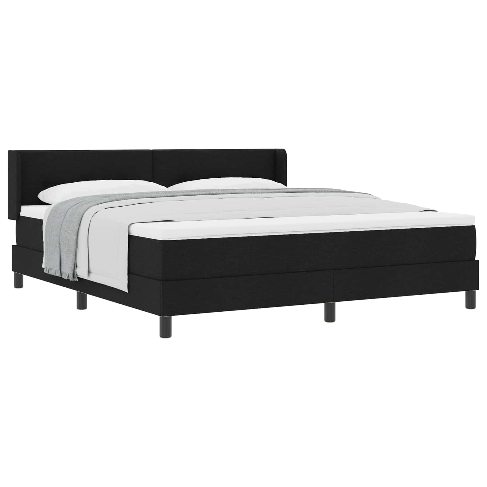 Box spring seng med hovedgrde Sort 200 x 180 cm Stof
