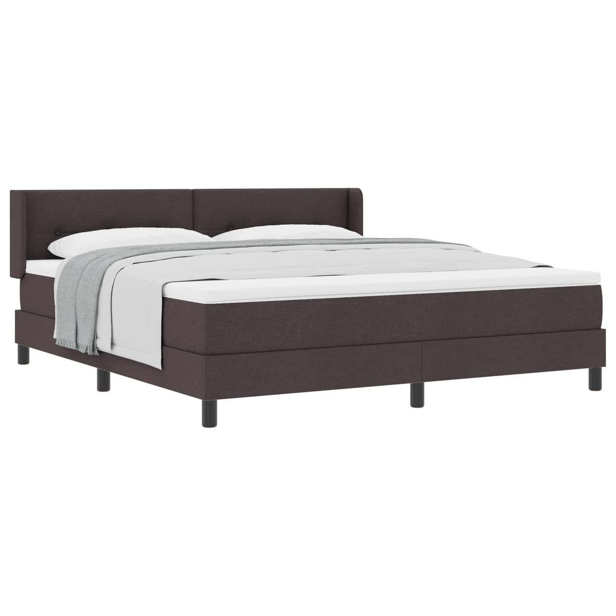 Box spring seng med hovedgrde Mrk Brun 200 x 180 cm Stof