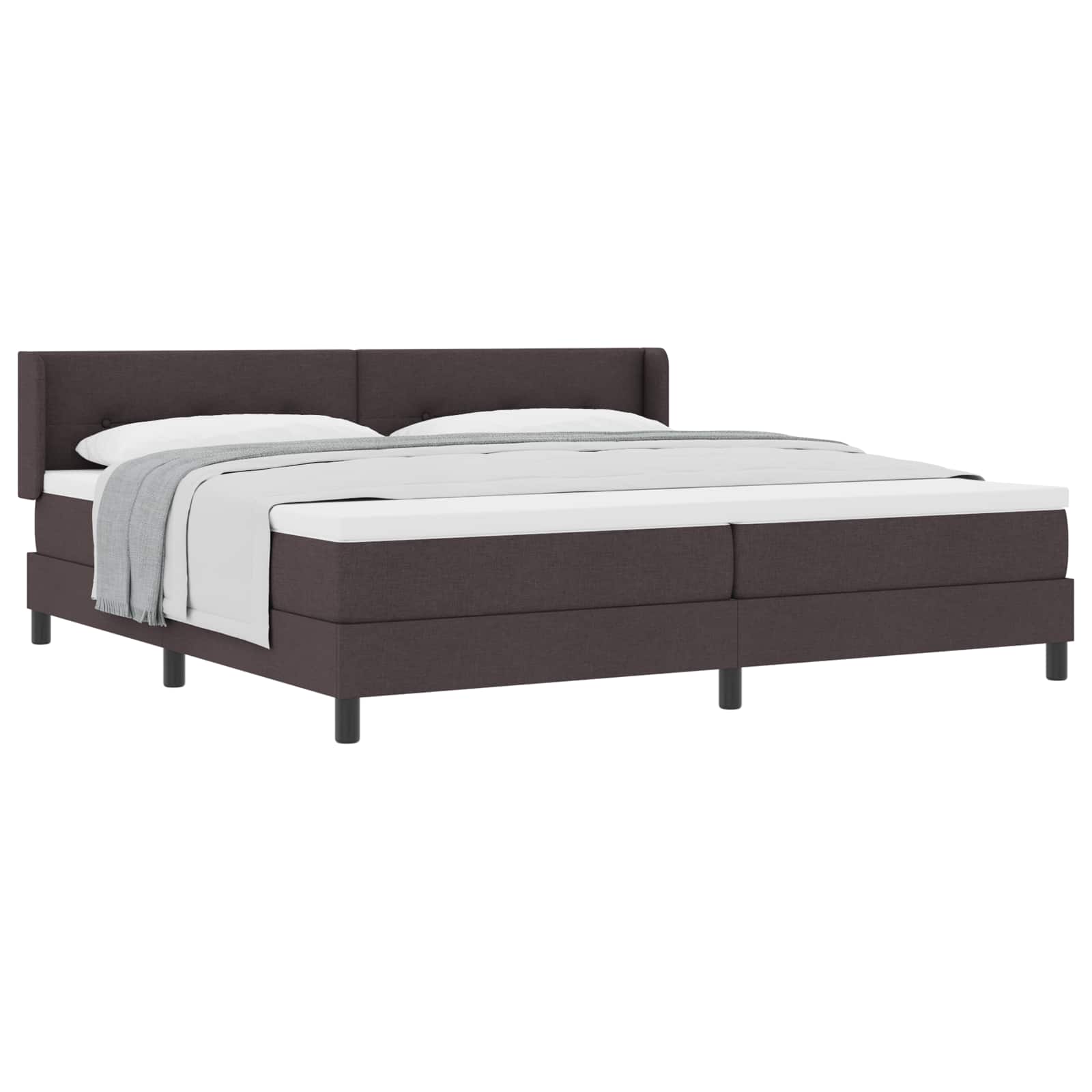 Box spring seng med hovedgrde Mrk Brun 200 x 200 cm Stof