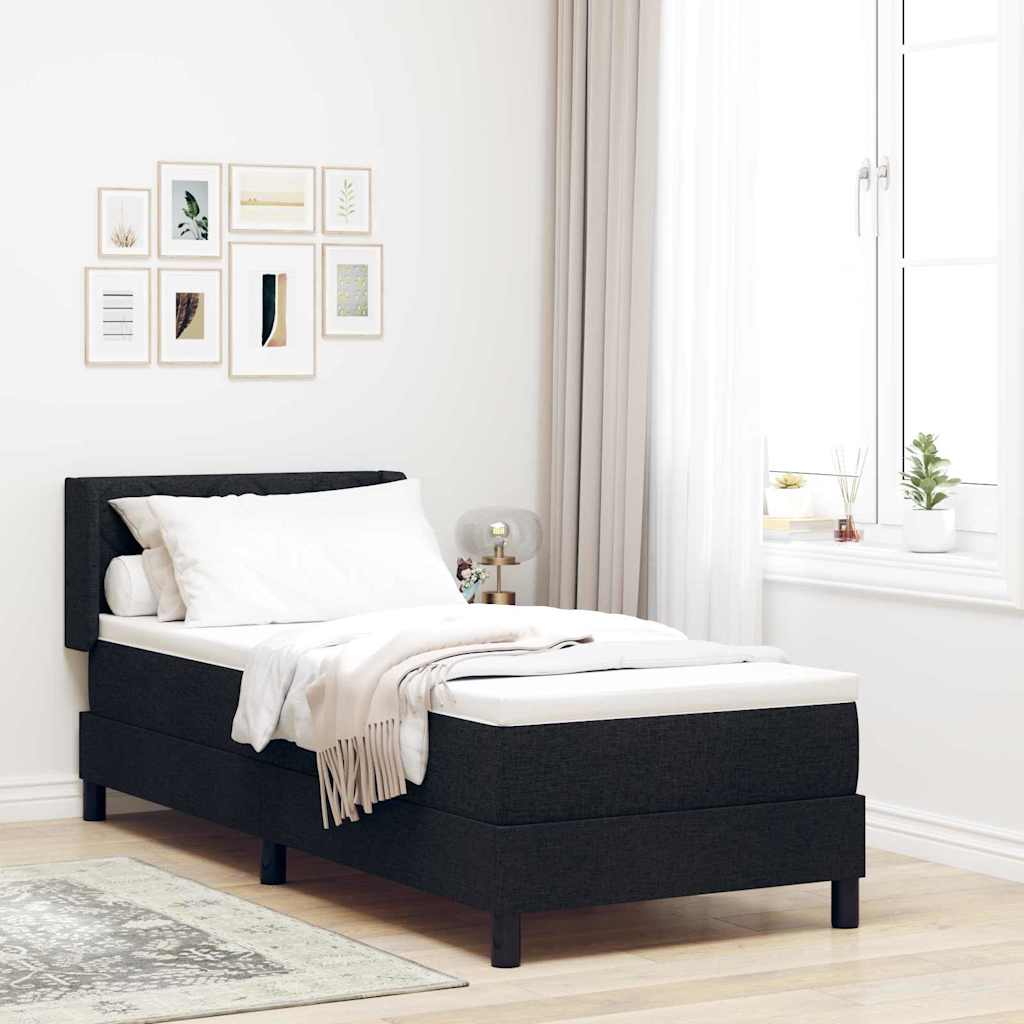 Box spring seng med hovedgrde Sort 200 x 80 cm Stof