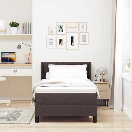 Box spring seng med hovedgærde Mørk Brun 190 x 90 cm Stof