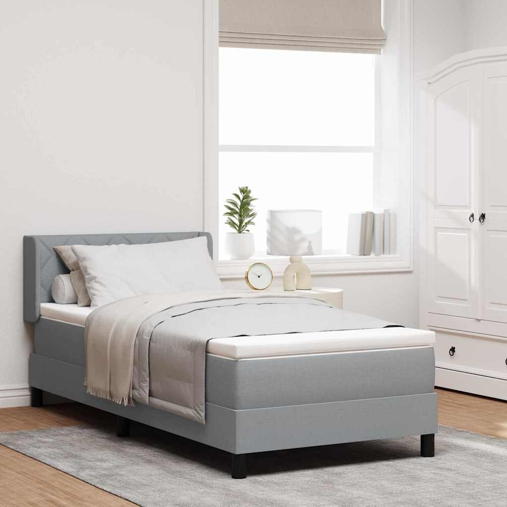 Box spring seng med hovedgrde Lysegr 200 x 100 cm Stof