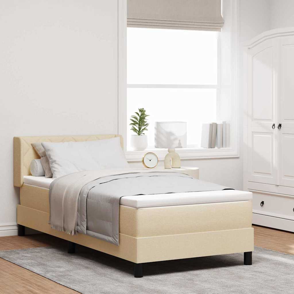 Box spring seng med hovedgrde Creme 200 x 100 cm Stof