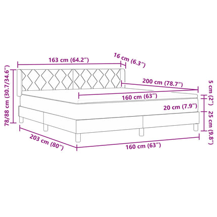 Box spring seng med hovedgærde Sort 200 x 160 cm Stof