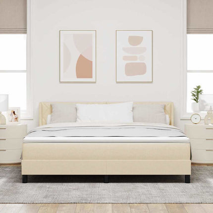 Box spring seng med hovedgærde Creme 200 x 180 cm Stof