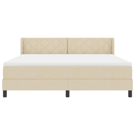 Box spring seng med hovedgærde Creme 200 x 180 cm Stof