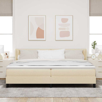 Box spring seng med hovedgærde Creme 200 x 200 cm Stof