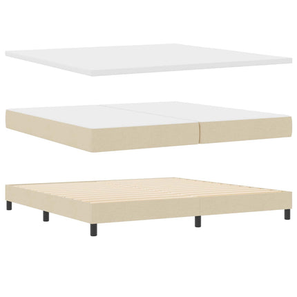 Box spring seng med hovedgærde Creme 200 x 200 cm Stof
