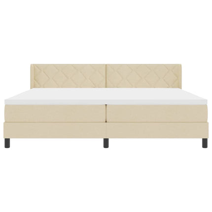 Box spring seng med hovedgærde Creme 200 x 200 cm Stof