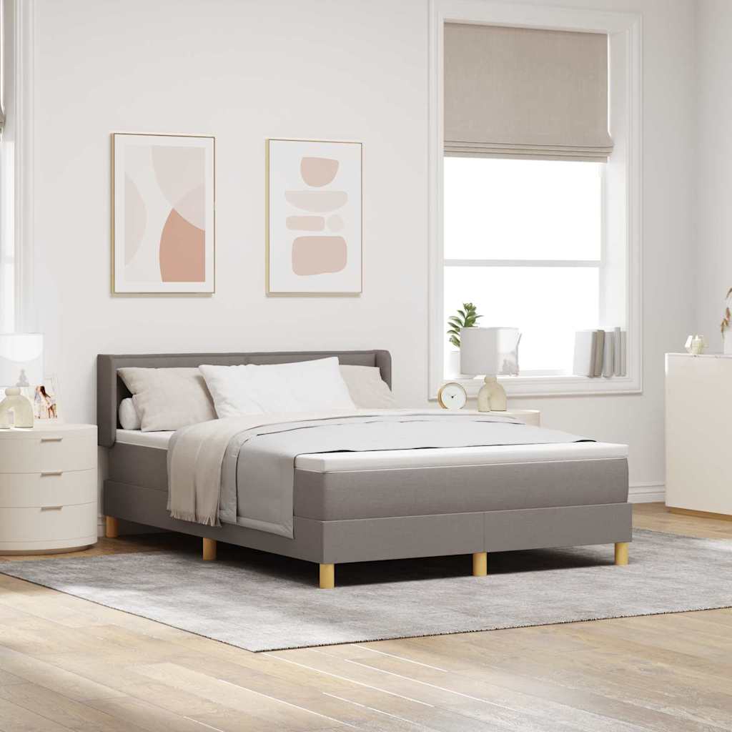 Box spring seng med hovedgrde Grbrun 190 x 140 cm Stof