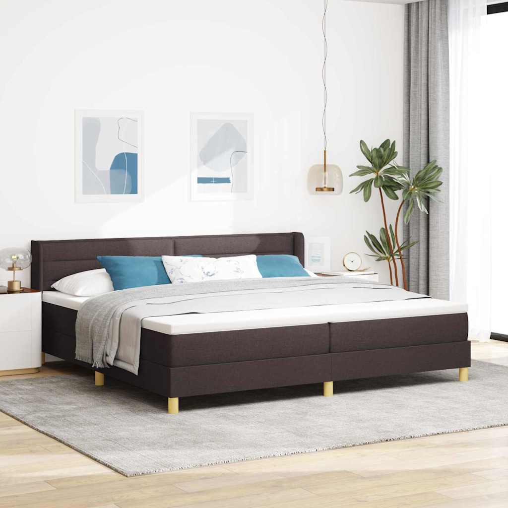 Box spring seng med madras Mørk Brun 200 x 200 cm Stof